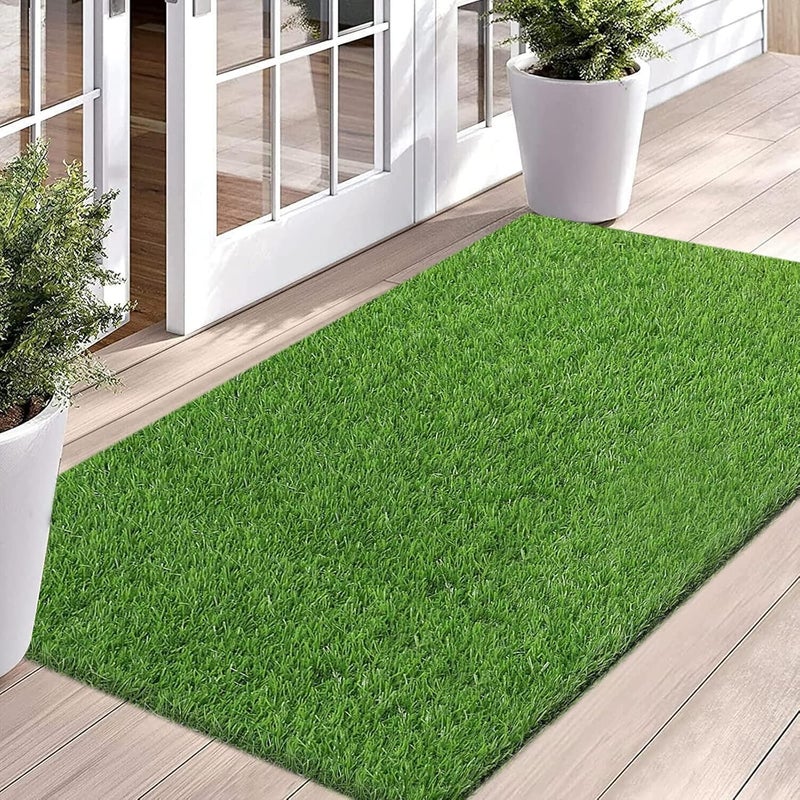Bsmathom Artificial Grass Rug Indoor Outdoor Rug, Dog Grass Mat with Drainage Holes, Synthetic Artificial Grass Turf Fake Grass Rug Door Mats for Balcony Patio Lawn Garden(51.2 x 31.5Inch) - Image 1